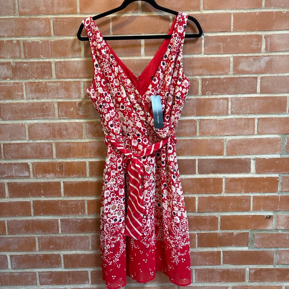 Elegant Red Floral Midi Dress